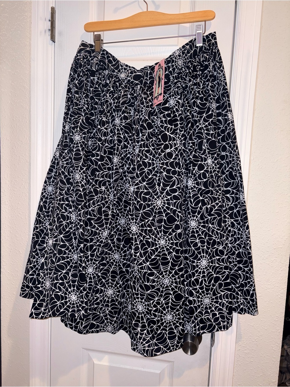 Pinup Couture Black and White Web-Print A-Line Skirt